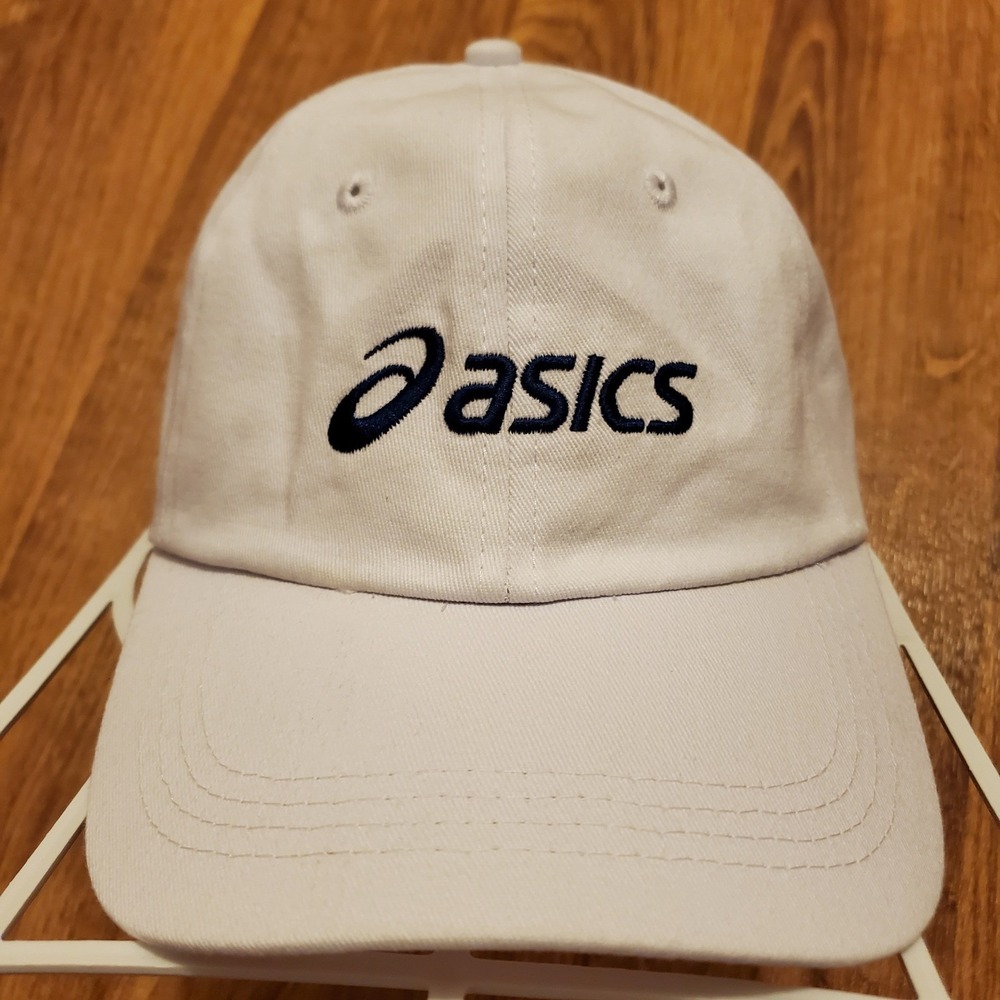 Asics‎ Running Hat Cap Adult Strapback White Logo Baseball Athletic